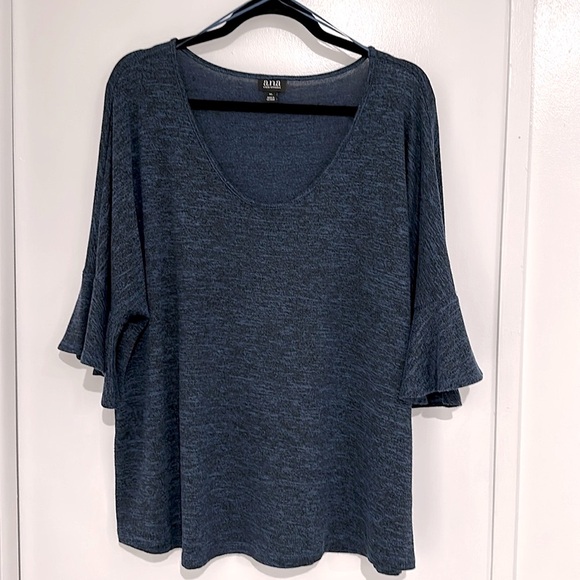 a.n.a Tops - a.n.a. XL Blouse, Navy V-neck, Short Flutter Sleeve